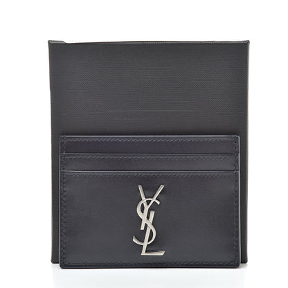 Saint Laurent Calfskin Monogram Credit Card Case Dark Notte 8 of 8