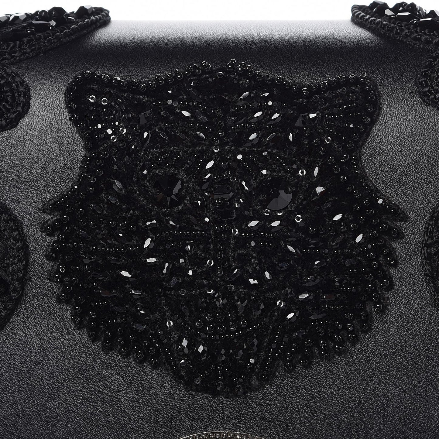 Calfskin Embroidered Medium Dionysus Shoulder Bag Black