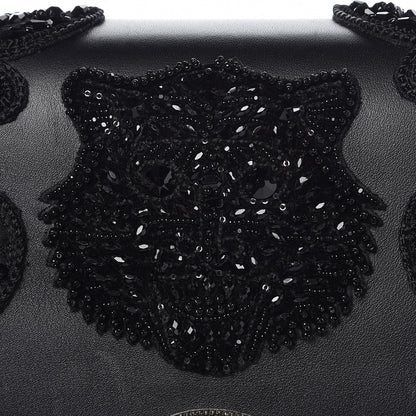 Gucci Calfskin Embroidered Medium Dionysus Shoulder Bag Black 8 of 9