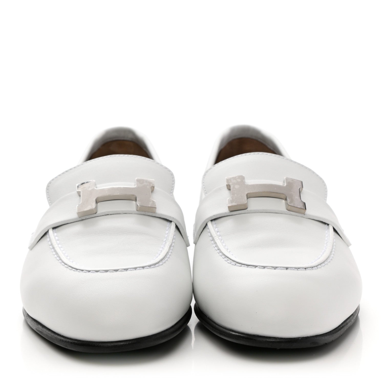 Hermes Calfskin Womens Paris Loafers 37 White 2 of 8