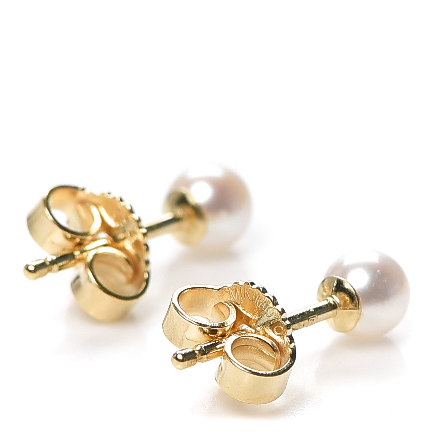 Mikimoto 18K Yellow Gold Akoya Pearl 4mm Stud Earrings 3 of 5