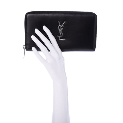 Saint Laurent Ultra Calfskin Monogram Mens Zip Around Continental Wallet Black 2 of 8
