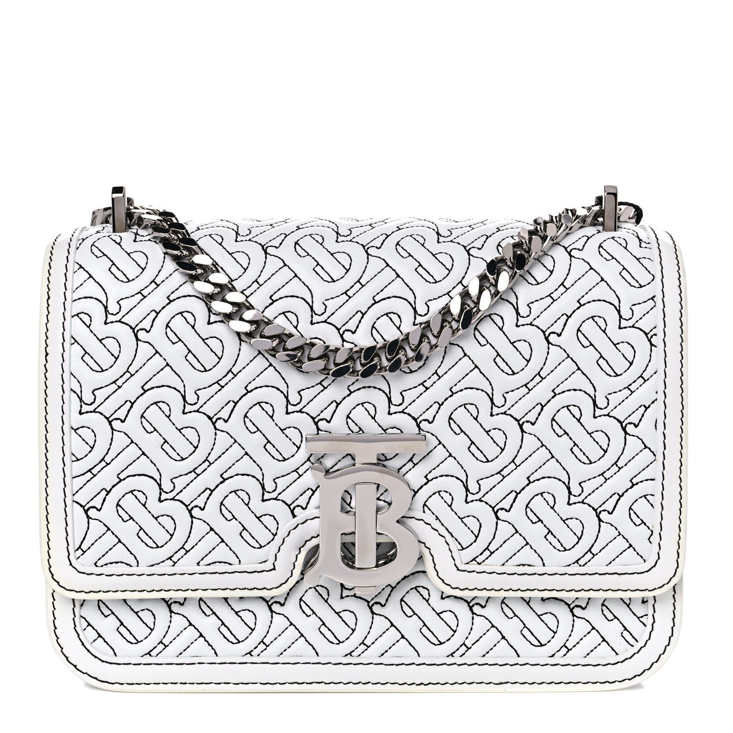 Calfskin Monogram Embossed Small TB Chain Bag Optic White