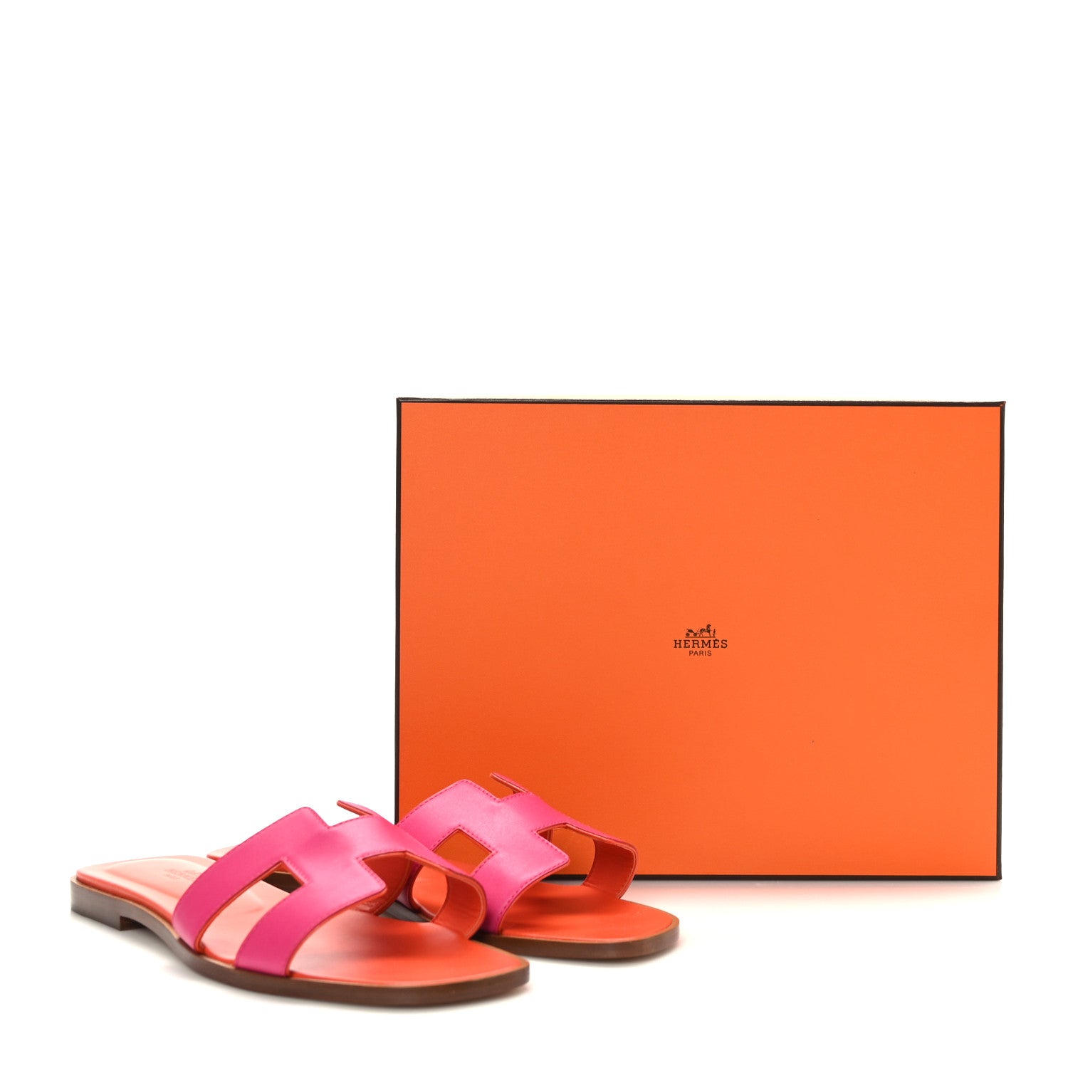 Hermes Box Calfskin Oran Sandals 39 Rose Flash Orange H 9 of 9