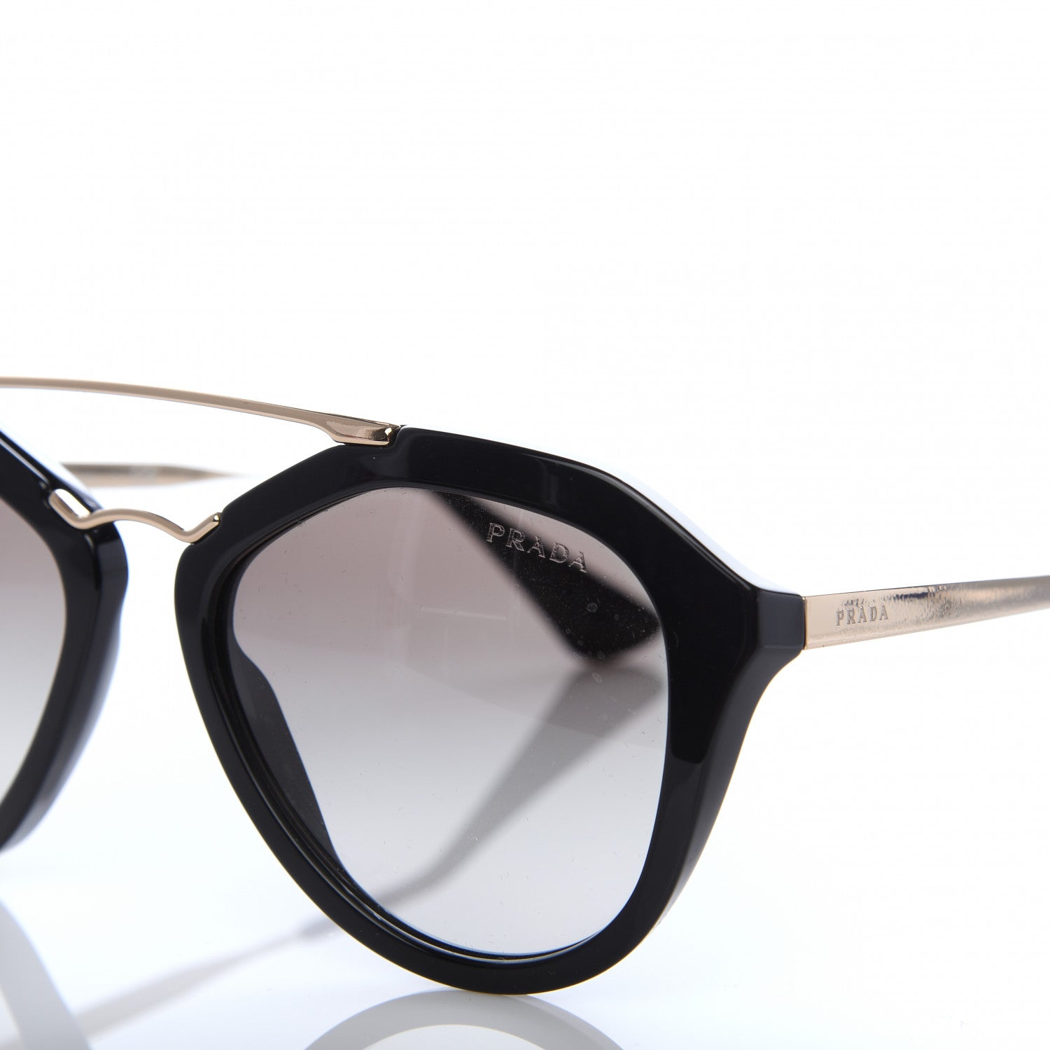 Prada Acetate Metal Cinema Sunglasses SPR 12Q Black 7 of 8