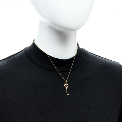 Tiffany 18K Yellow Gold Mini Heart Key Pendant Necklace 2 of 7