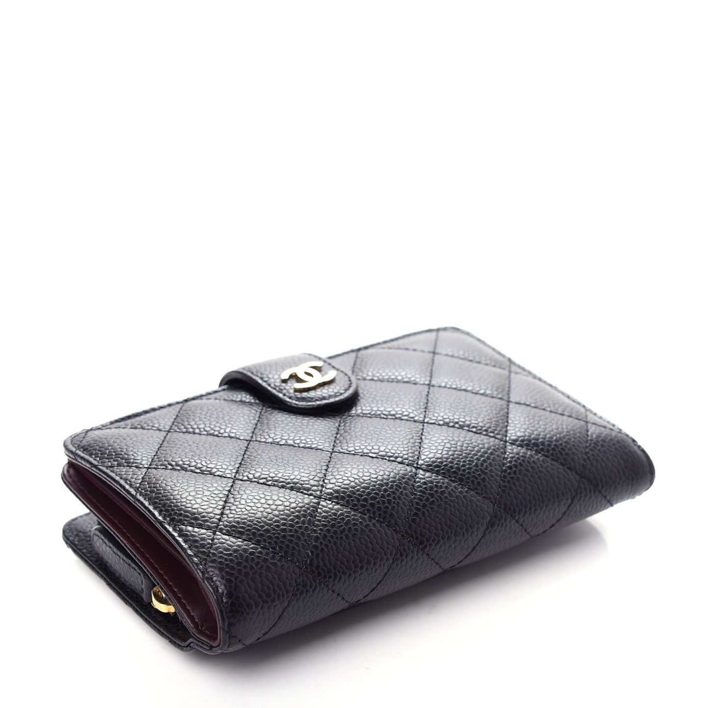 Caviar Quilted Zipped Pocket Wallet Black