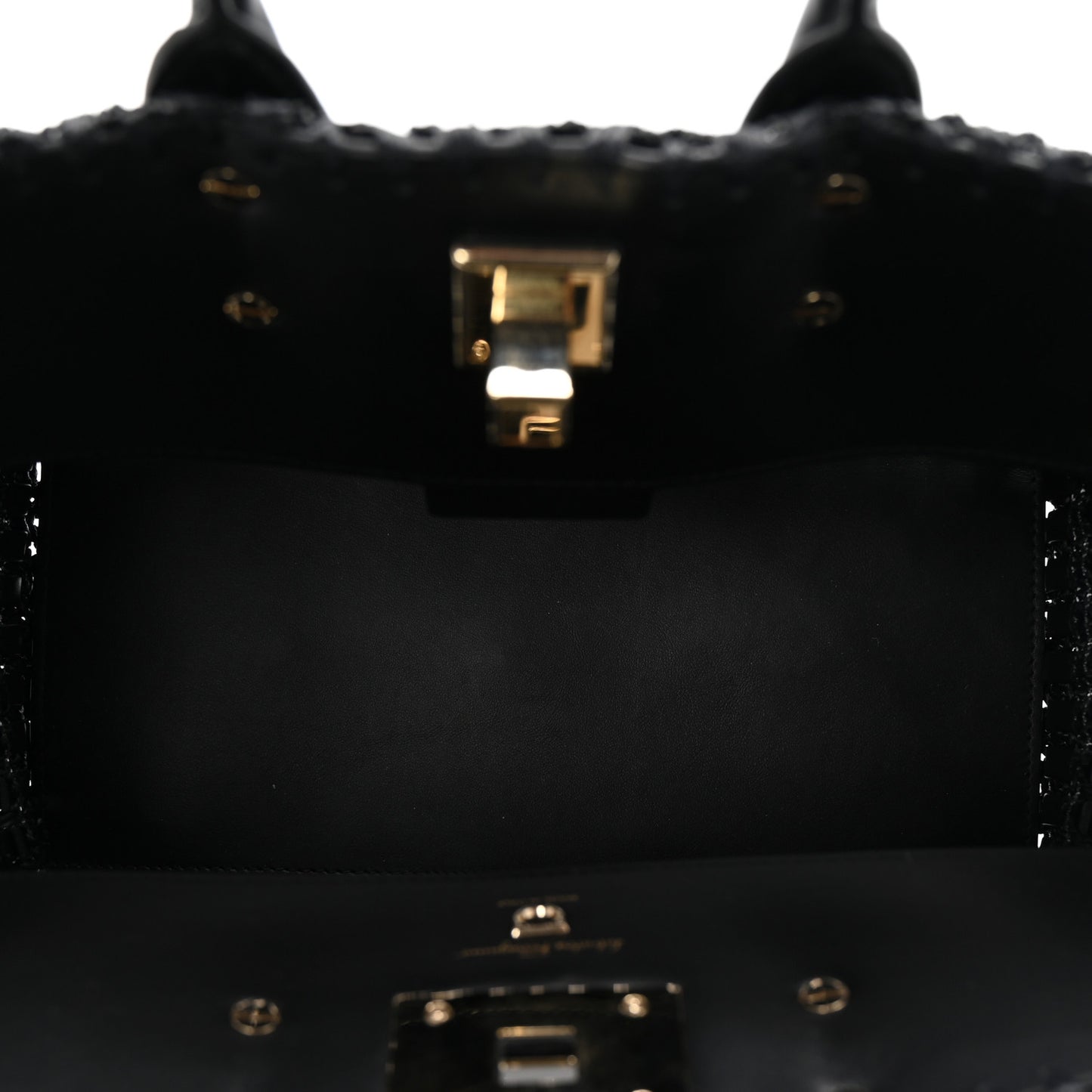 Raffia Calfskin The Studio Box Tote Black