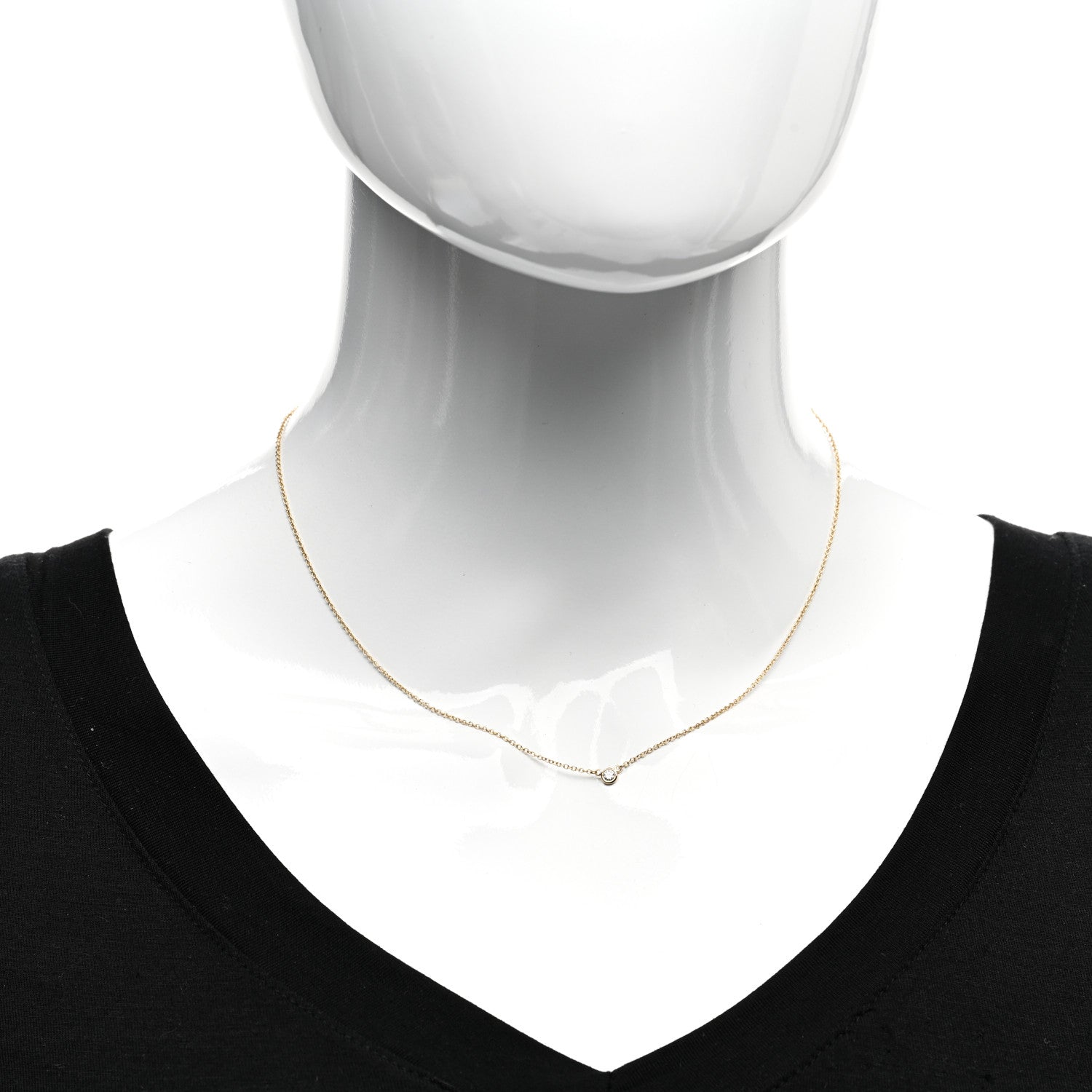 Tiffany 18K Yellow Gold Diamond .05ct Elsa Peretti Diamonds by the Yard Pendant Necklace 2 of 4