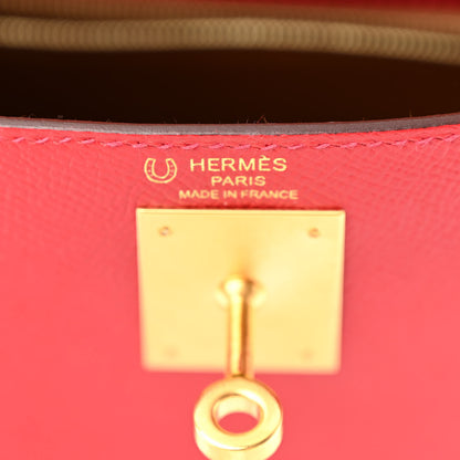 Hermes Epsom Horseshoe Kelly Sellier 28 Rouge Casaque Abricot 6 of 15
