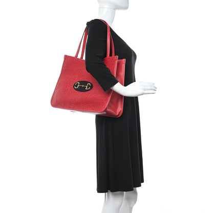 Gucci Straw Azalea Calfskin Horsebit 1955 Tote Bag Coral Wave Black 2 of 10