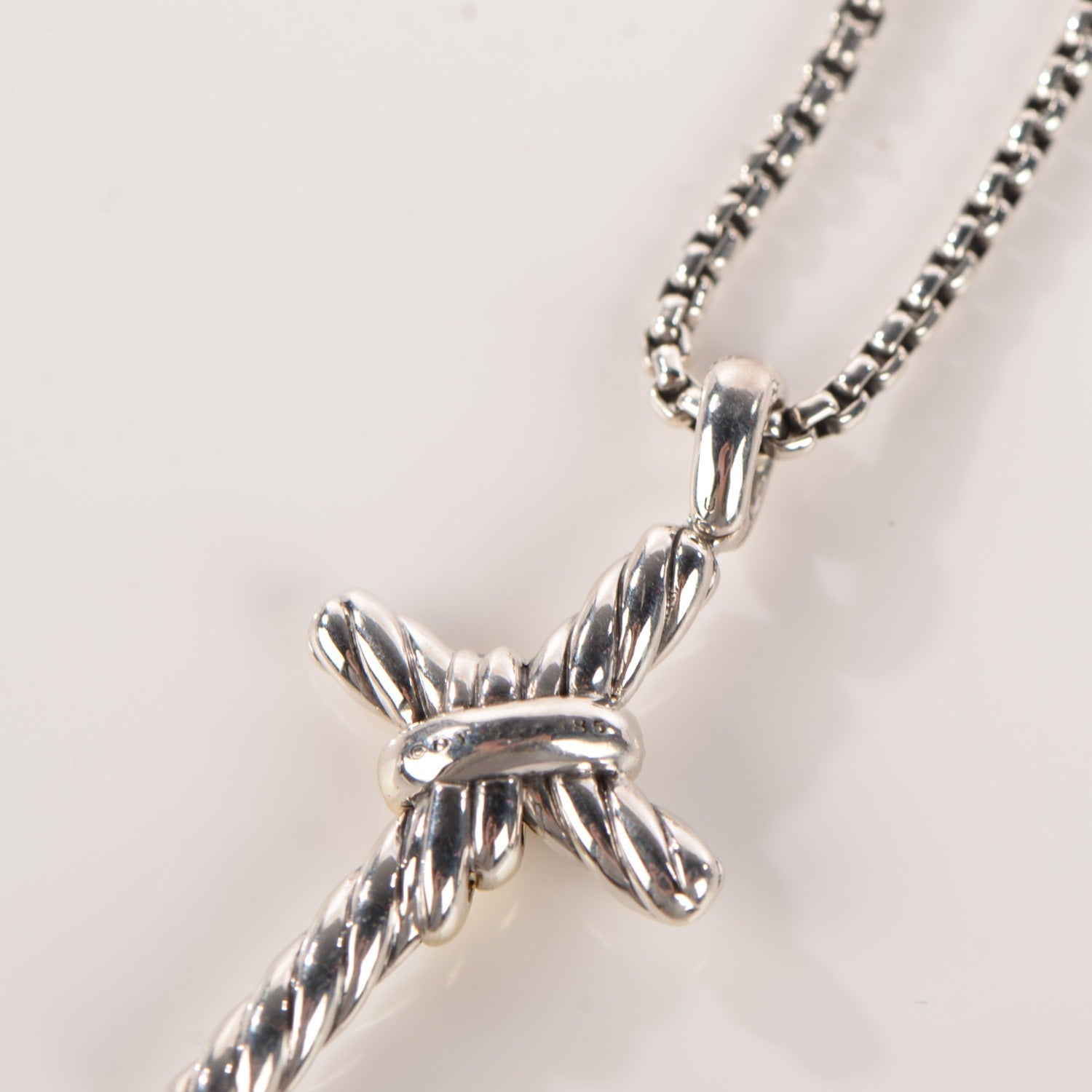 David Yurman Sterling Silver 14K Yellow Gold Diamond 32mm X Cross Pendant Necklace 3 of 6