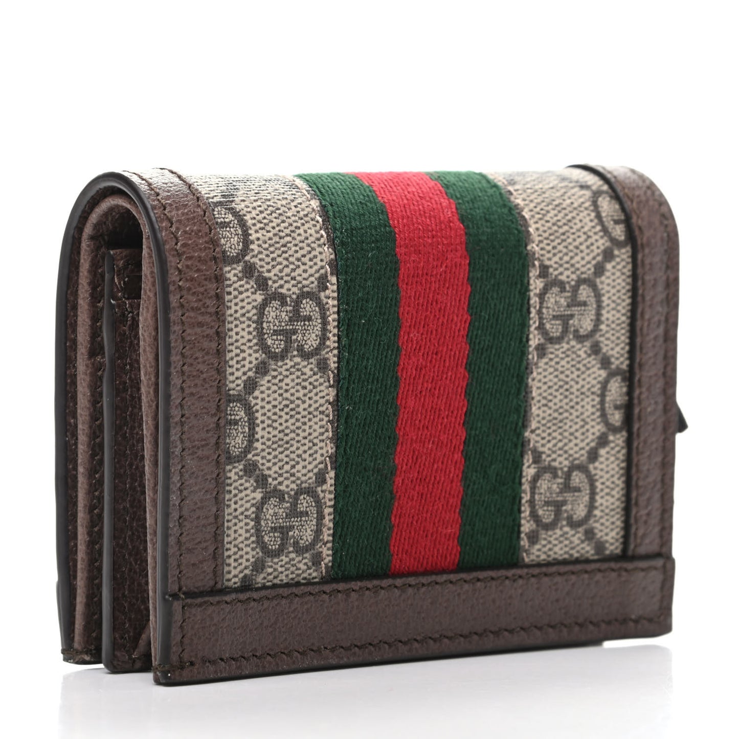 GG Supreme Monogram Web Ophidia Card Case Beige New Acero