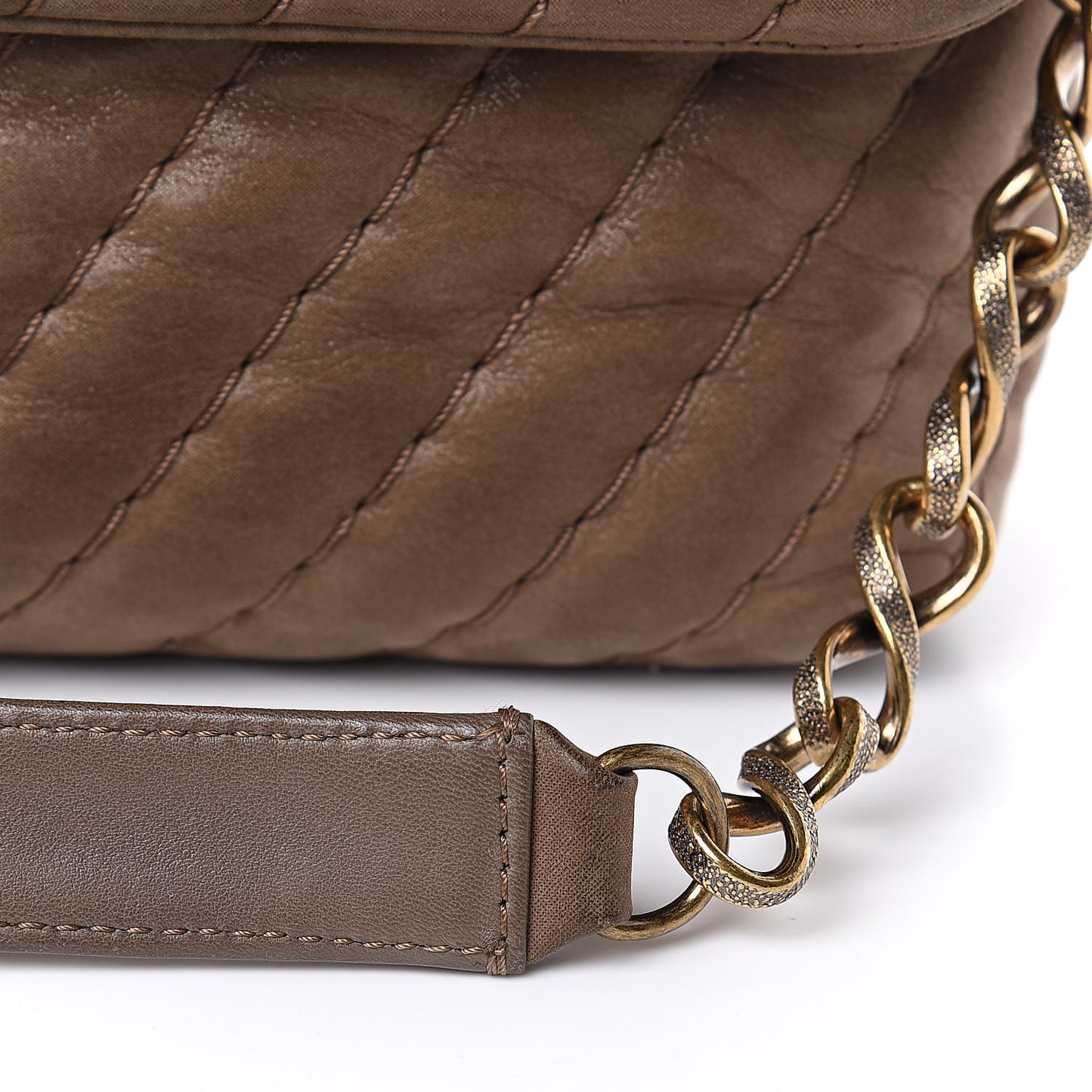 Calfskin Surpique Chevron Jumbo Flap Brown