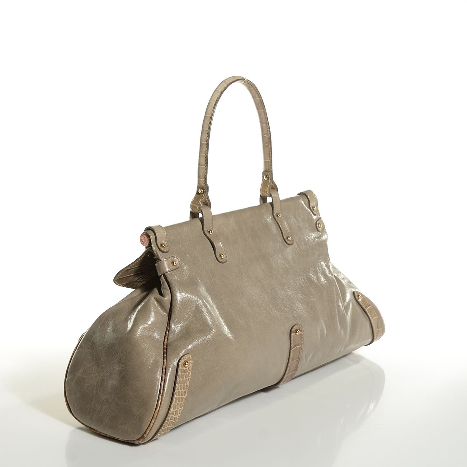 Fendi Calfskin Crocodile Embossed Large Magic Bag Beige 3 of 8