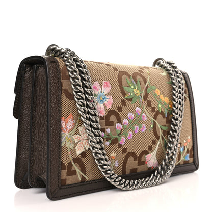 Gucci Monogram Jumbo GG Textured Dollar Calfskin Embroidered Small Dionysus Shoulder Bag Camel Ebony New Acero Multicolor 3 of 8