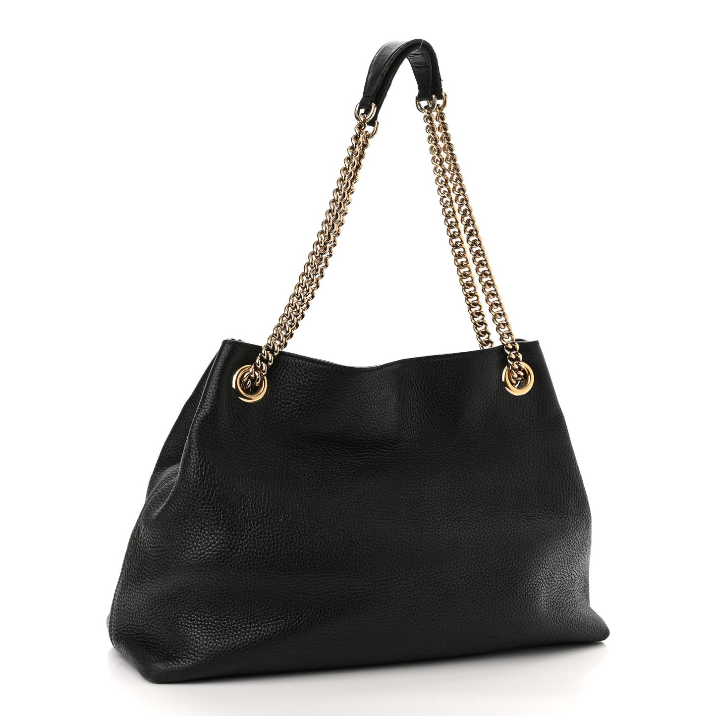Pebbled Calfskin Medium Soho Chain Shoulder Bag Black