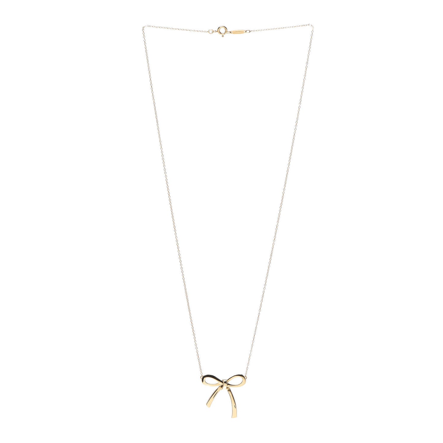 18K Yellow Gold Medium Bow Pendant Necklace
