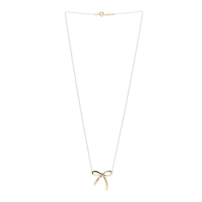 Tiffany 18K Yellow Gold Medium Bow Pendant Necklace 3 of 5