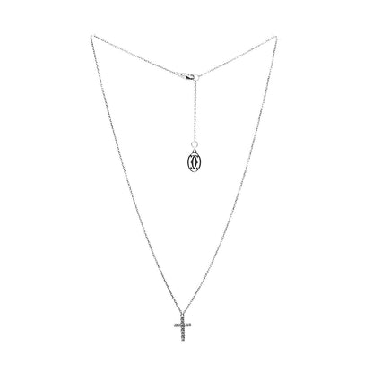Cartier 18K White Gold Diamond Symbols Cross Pendant Necklace 3 of 5