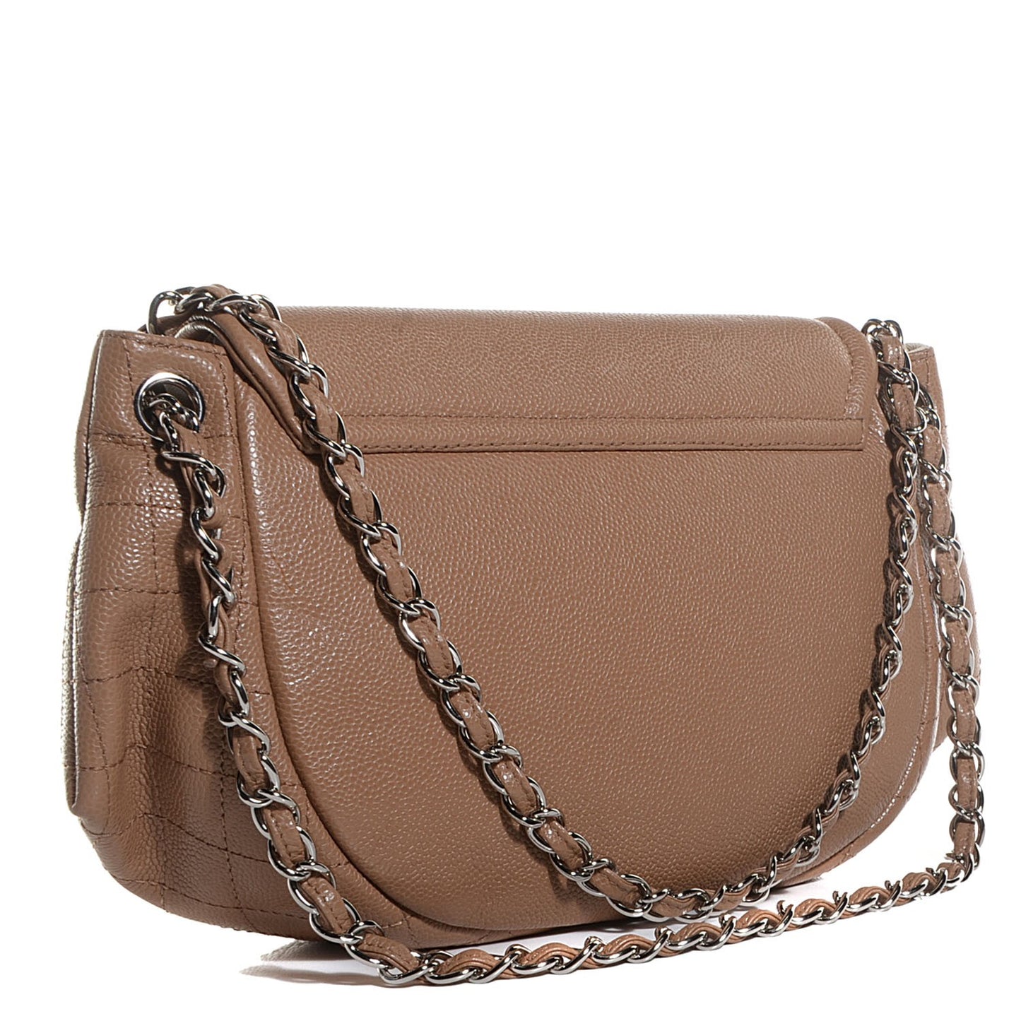 Caviar Half Moon Large Flap Dark Beige