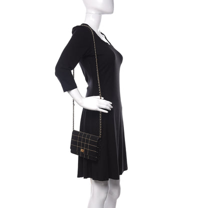 Chanel Calfskin Stitched Square Quilted Wallet On Chain WOC Black 2 of 15