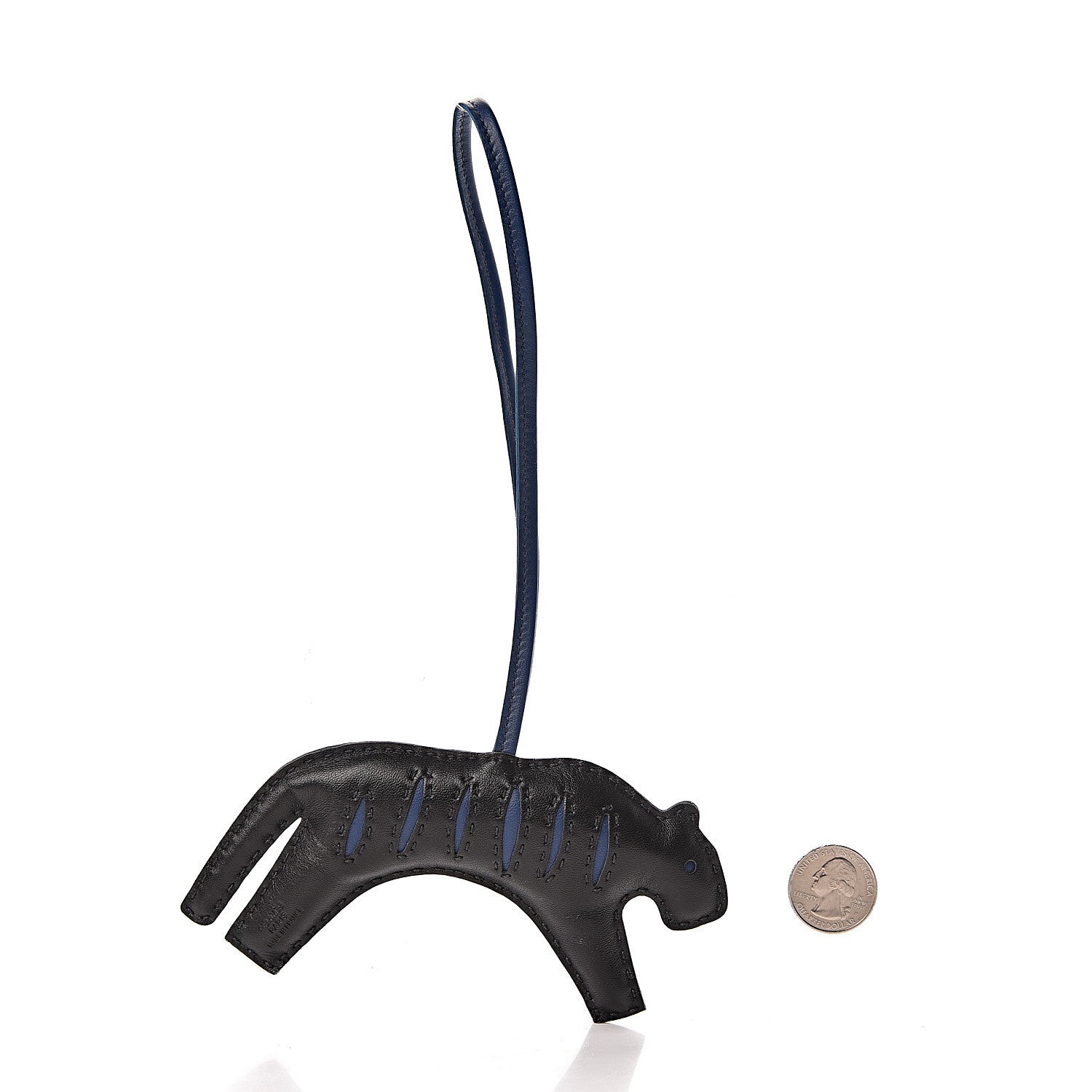 Hermes Milo Lambskin Rooroo Bag Charm Black Bleu de Malte 2 of 4