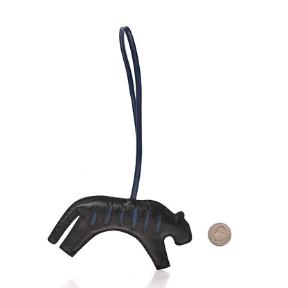 Hermes Milo Lambskin Rooroo Bag Charm Black Bleu de Malte 2 of 4