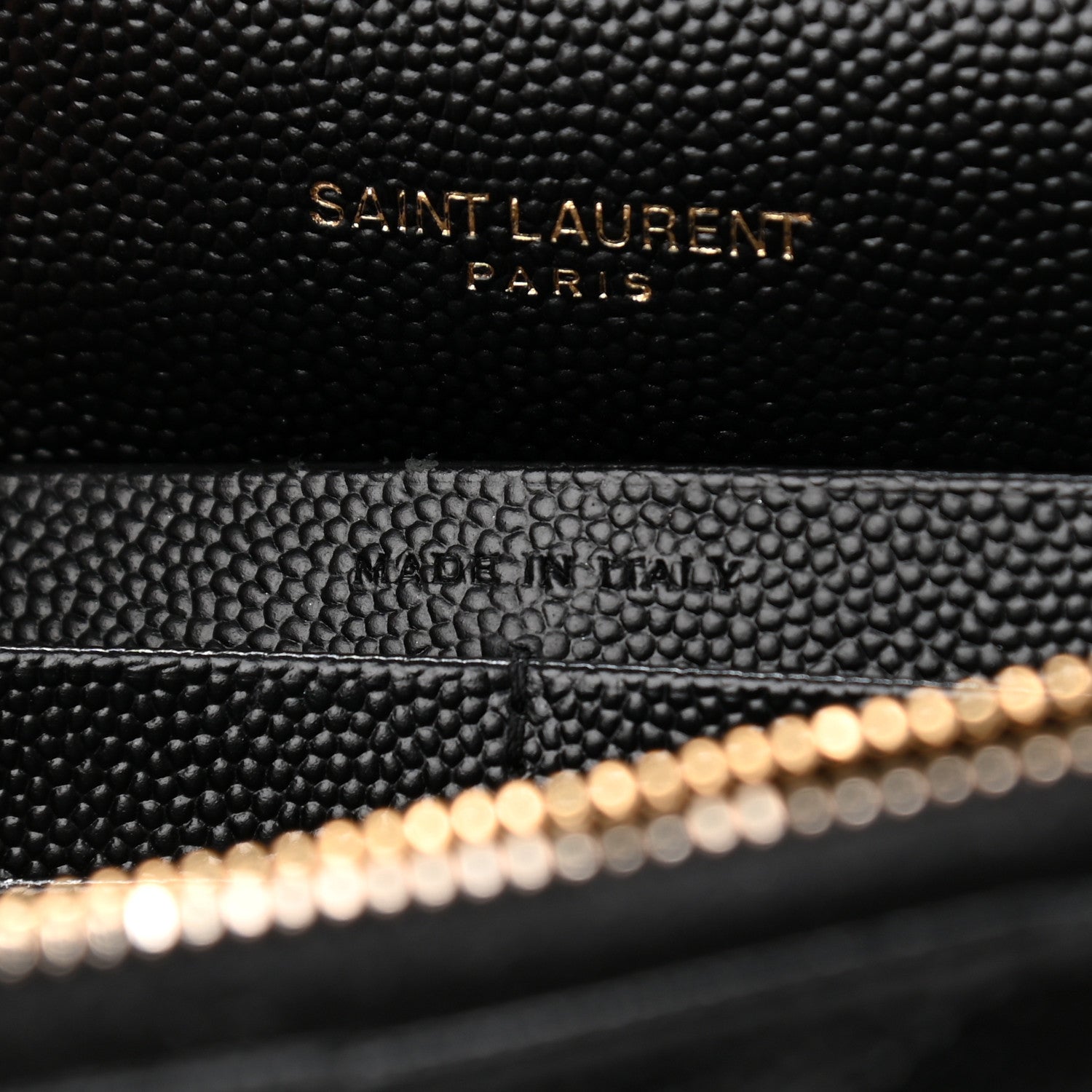 Saint Laurent Grain De Poudre Matelasse Chevron Monogram Envelope Chain Wallet Black 7 of 13