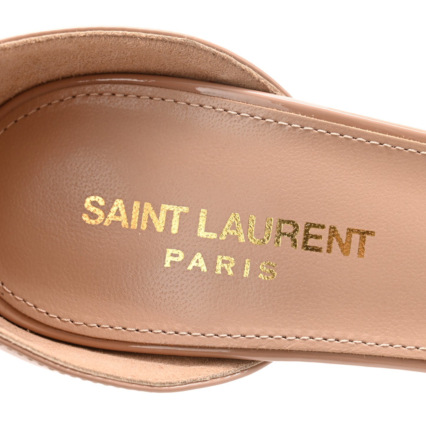 Patent Calfskin Amber 105 Ankle Strap Sandals 39.5 Beige