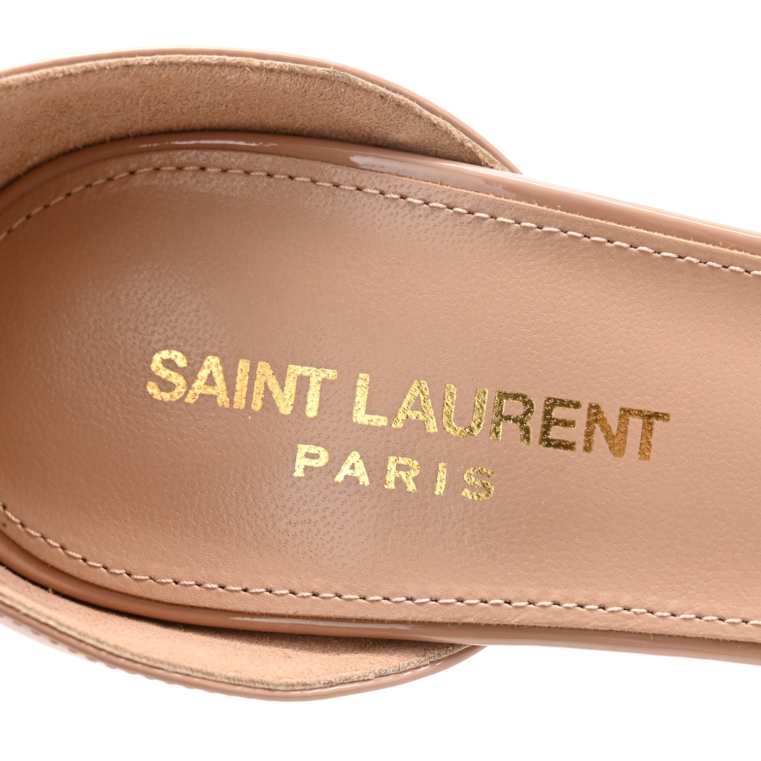 Saint Laurent Patent Calfskin Amber 105 Ankle Strap Sandals 39.5 Beige 6 of 10
