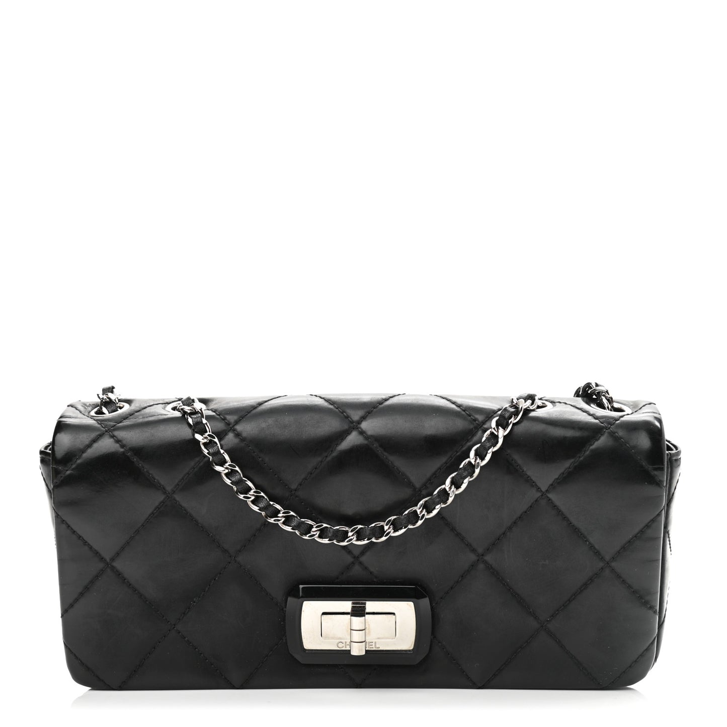 Patent Quilted Mademoiselle East West Flap Black