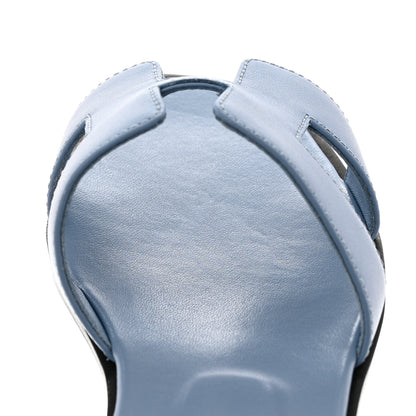 Hermes Box Calfskin Oran Sandals 36.5 Light Bleu 9 of 10