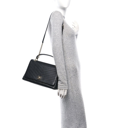 Chanel Grained Calfskin Small Chevron Chic Top Handle Flap Black 2 of 11