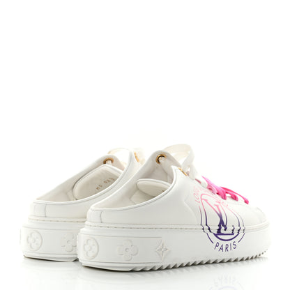 Louis Vuitton Calfskin LV Circle Printed Time Out Open Back Trainers 38 Fuchsia Pink 4 of 9
