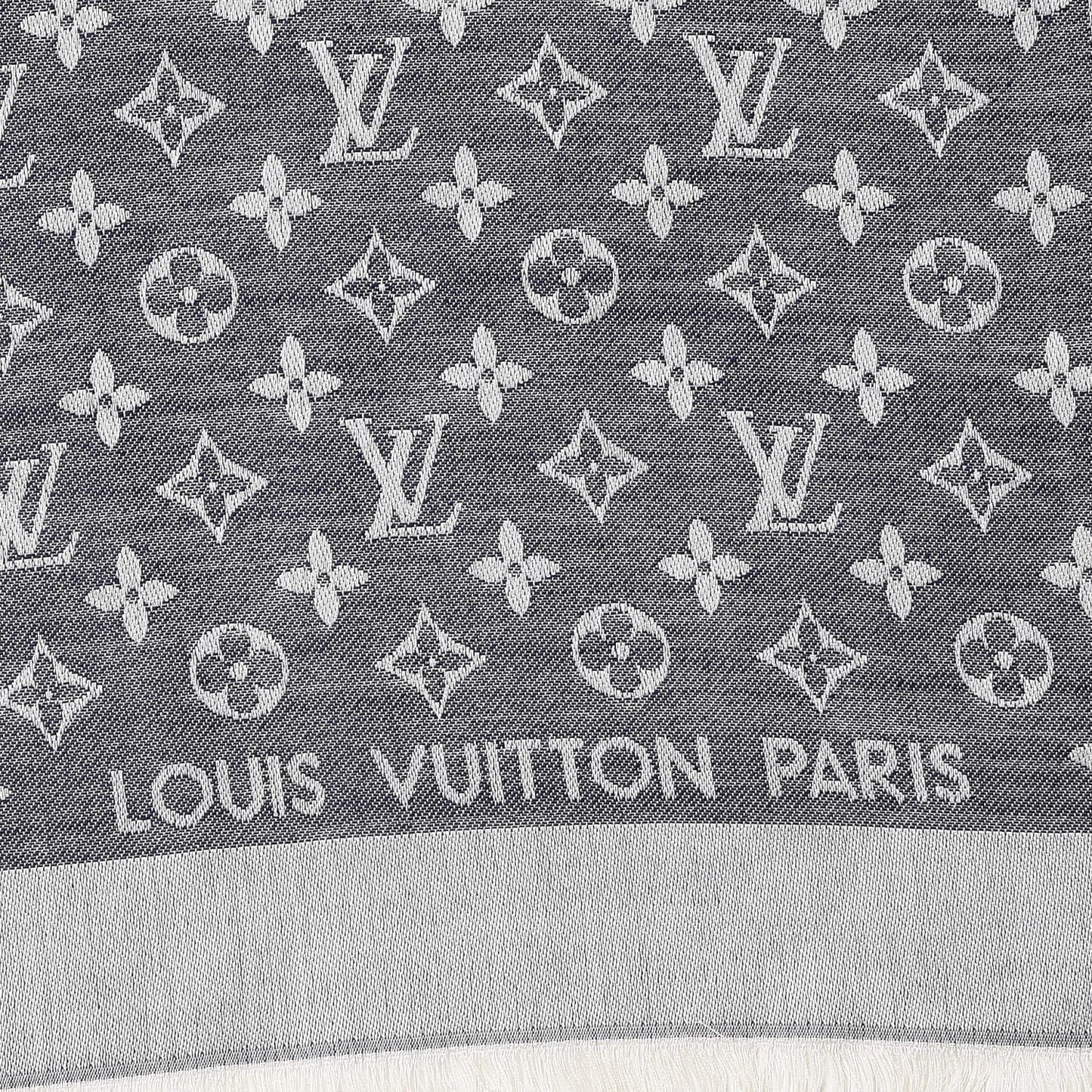 Silk Wool Monogram Denim Shawl Blue