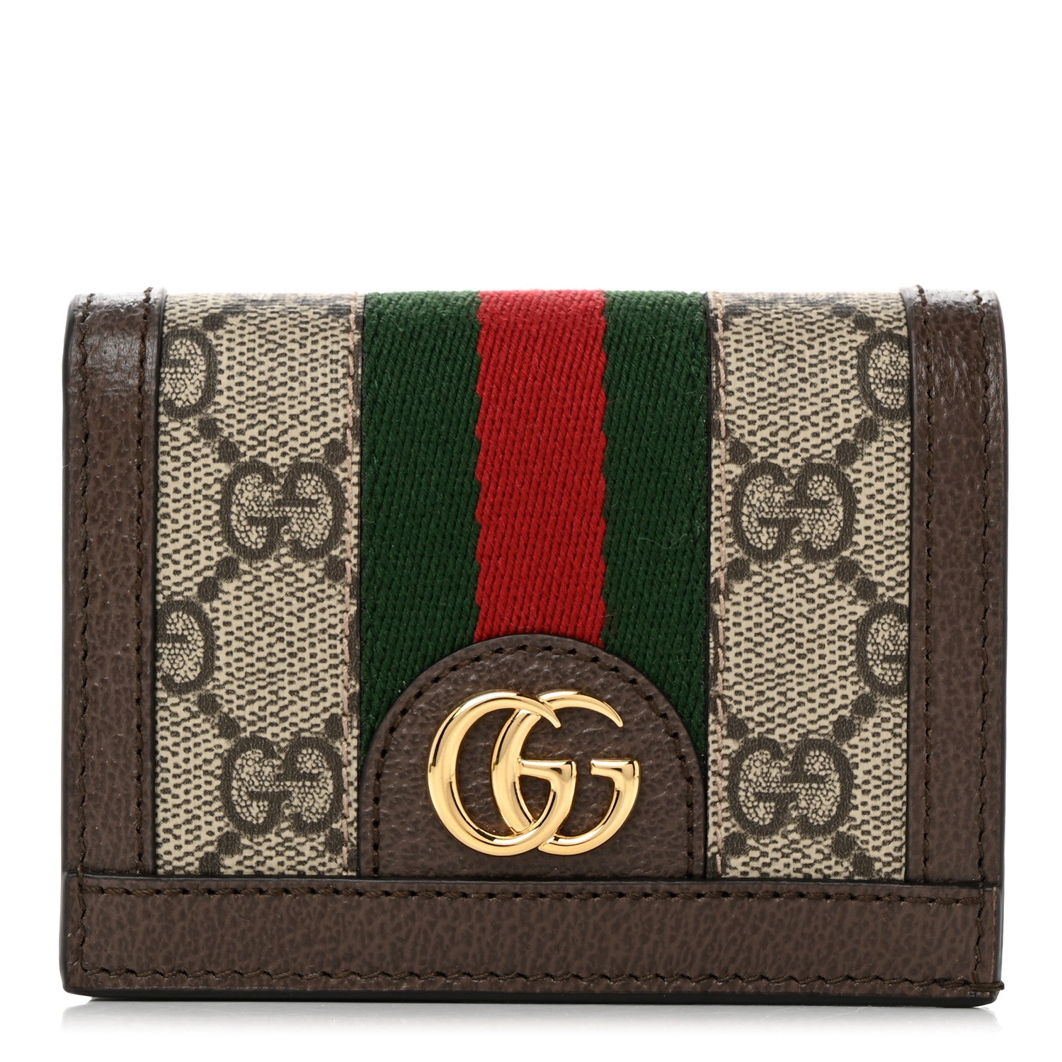 Gucci GG Supreme Monogram Web Ophidia Card Case Beige New Acero 1 of 8