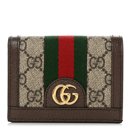 Gucci GG Supreme Monogram Web Ophidia Card Case Beige New Acero 1 of 8