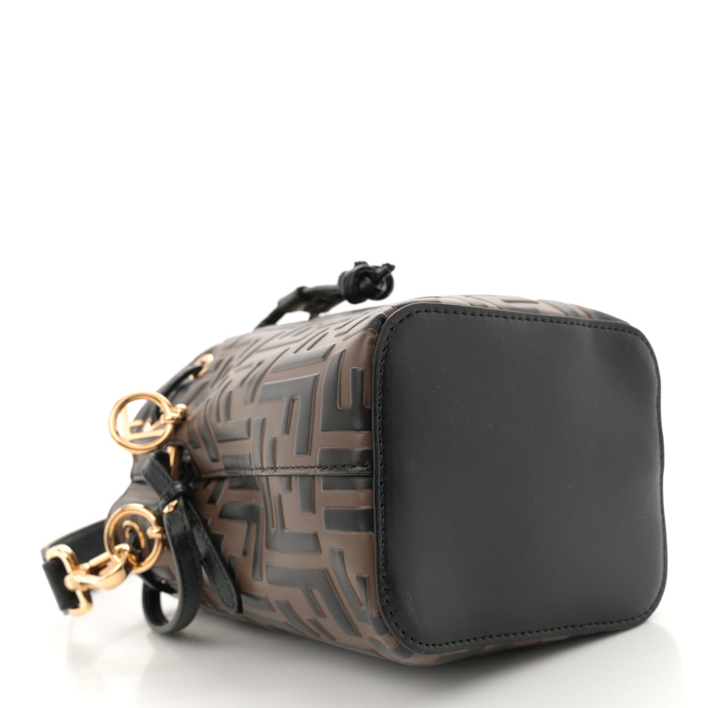 Vitello Liberty F is Fendi Bi-Color FF 1974 Embossed Mini Mon Tresor Bucket Bag Maya Black