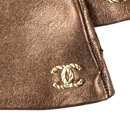 Chanel Metallic Lambskin Long Gloves 8 Black Brown 6 of 10