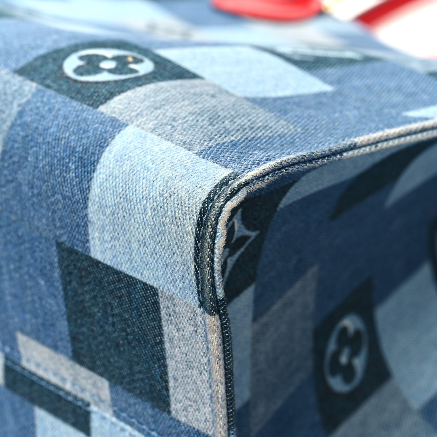 Denim Damier Monogram Onthego Blue Rouge