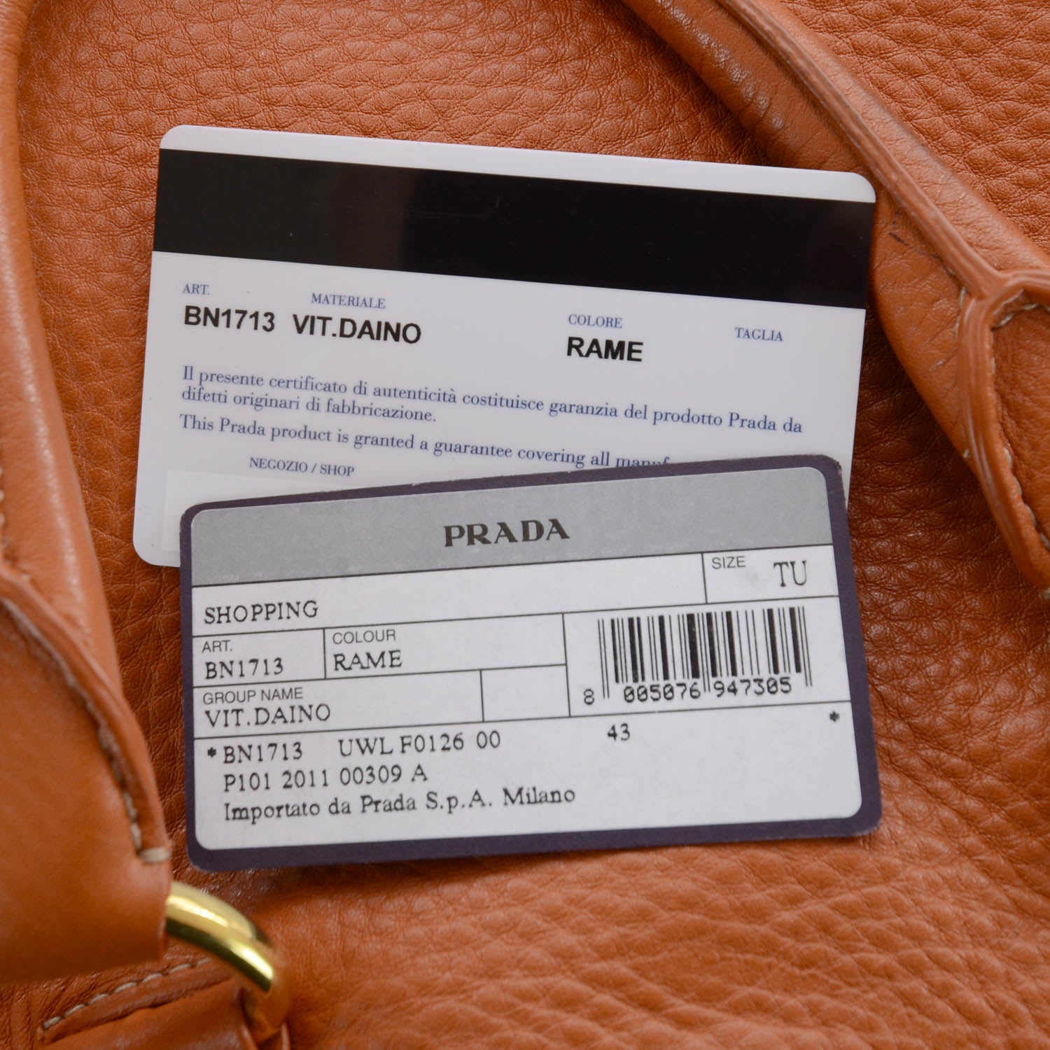 Prada Vitello Daino Tote Rame 7 of 8