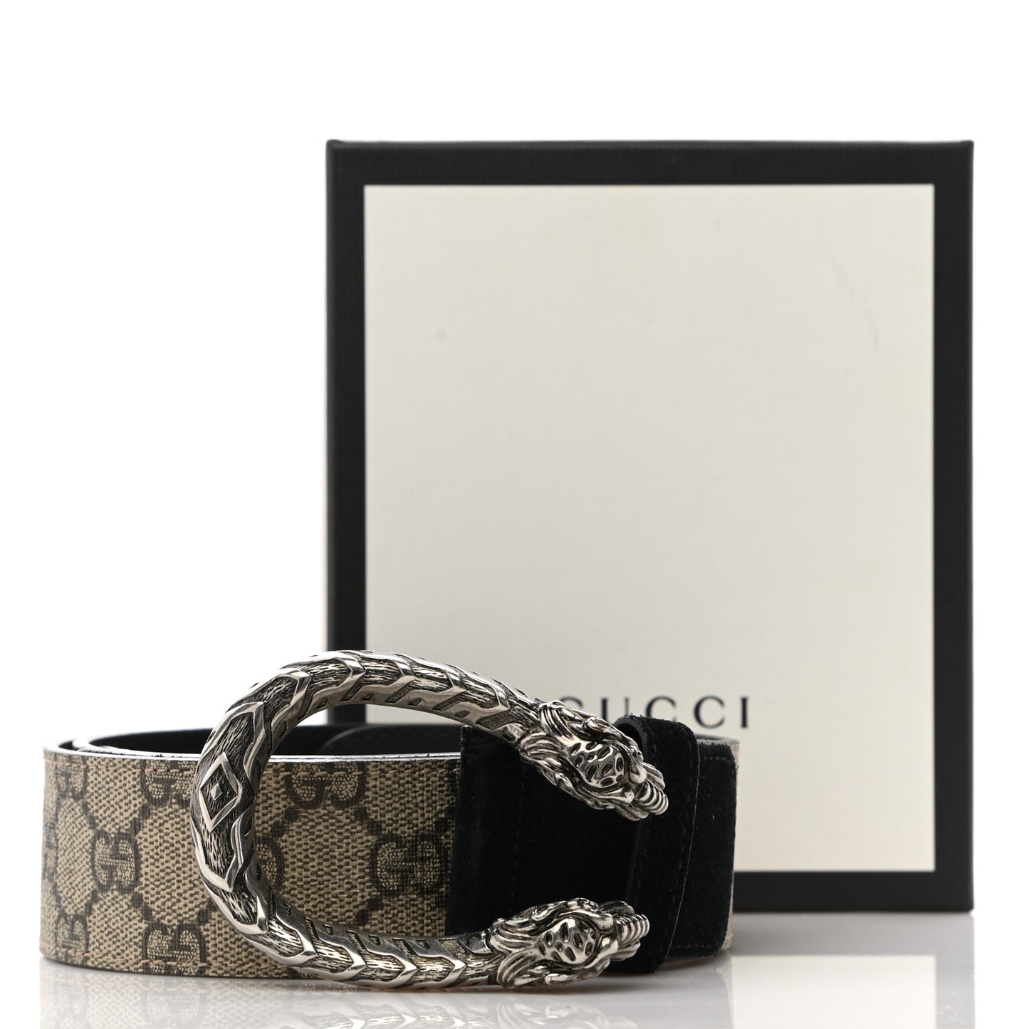 GG Supreme Monogram Suede Dionysus 40mm Belt 80 32 Beige Black