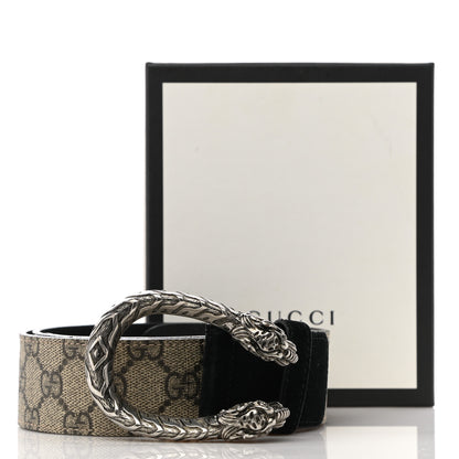 Gucci GG Supreme Monogram Suede Dionysus 40mm Belt 80 32 Beige Black 6 of 6
