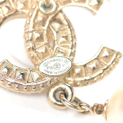 Chanel Crystal Pearl CC Drop Earrings Gold 4 of 4