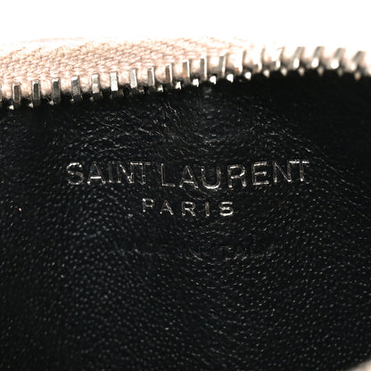 Saint Laurent Grain De Poudre Matelasse Chevron Monogram Fragments Zippered Card Case Marble Pink 6 of 9