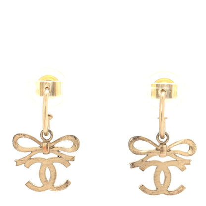 Chanel CC Bow Drop Earrings Gold 1 of 5