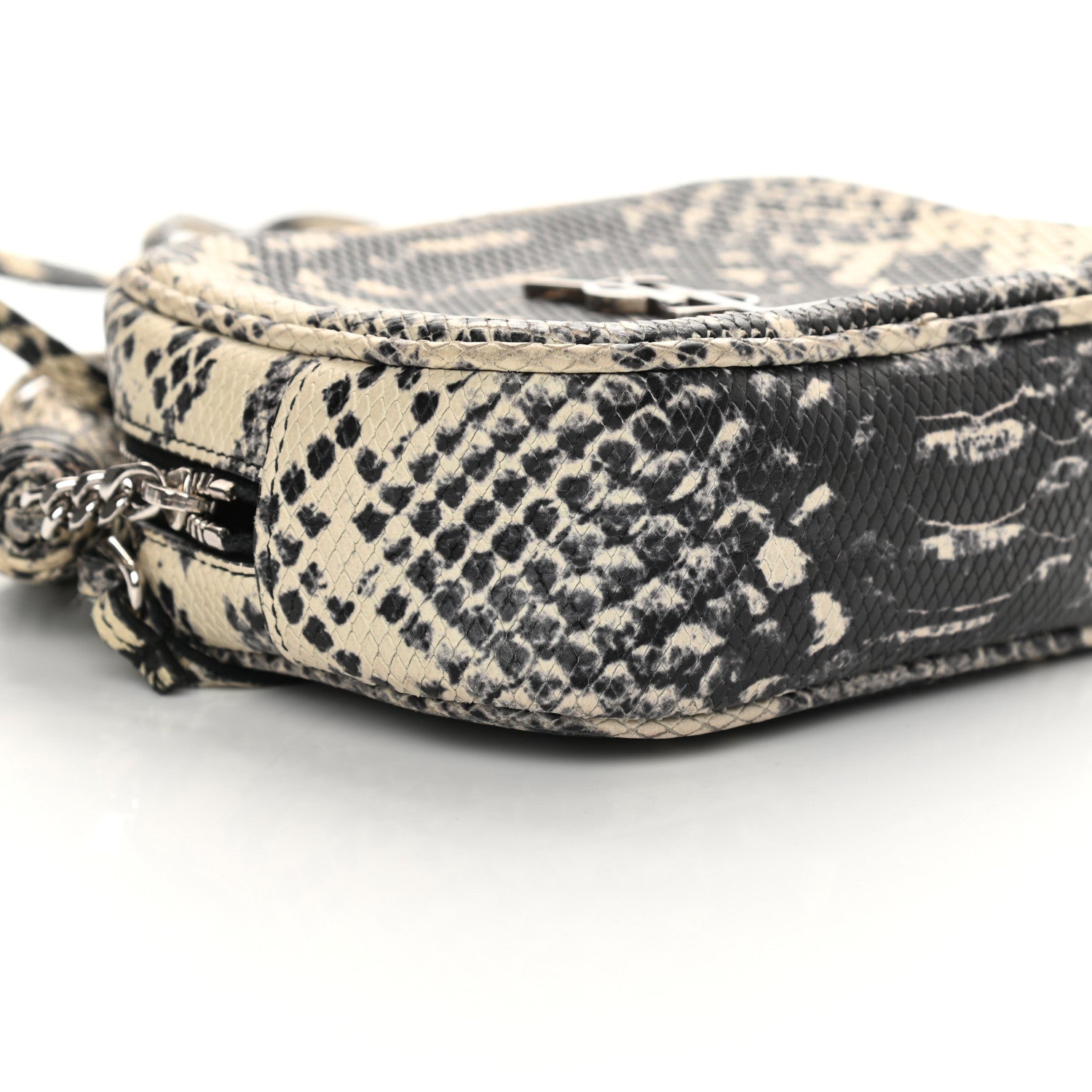 Saint Laurent Python Embossed Calfskin Monogram Blogger Bag Black Beige 11 of 14