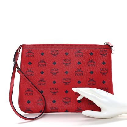 MCM Visetos Liz Shopper Tote Pouch Ruby Red 2 of 6