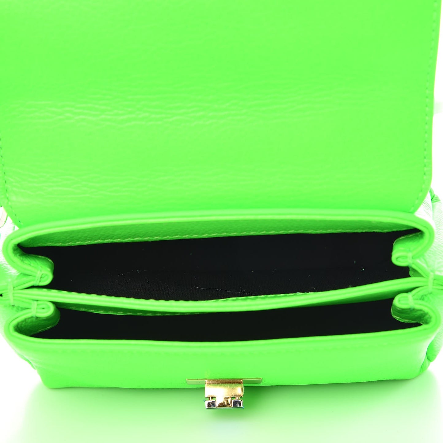 Grained Calfskin Le Dix Nano Soft Cartable Vert Fluo